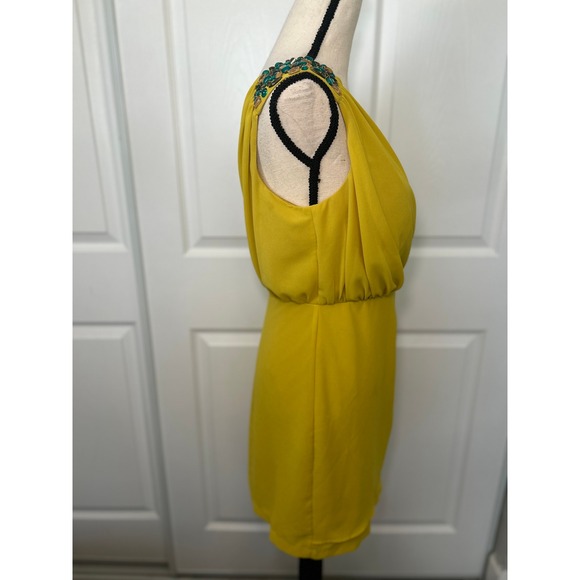 NWT GB Gianni Bini One Shoulder Dress Party Cocktail Embellished Yellow‎ Size 7 - Picture 2 of 10